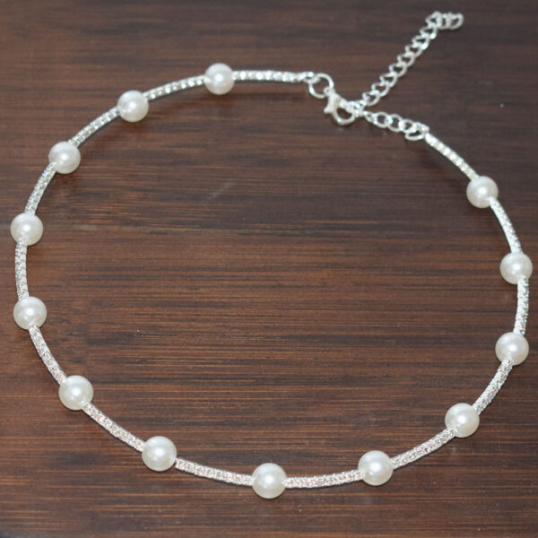 Wholesale French Style Imitation Pearl Rhinestone Bridal Jewelry Set Necklace Bracelet Earrings For Party Wear