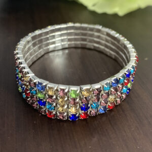 4 rows of silver colored diamonds