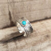 Wholesale Antique Finish Silver Tone Alloy Bohemian Vintage Embossed Turquoise Ring For Men And Women