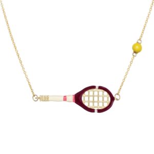 White and deep red tennis racket necklace