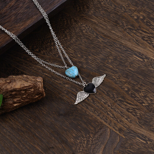 oly-e6a381017878f33e564119af3ef9f2c6 Wholesale Zinc Alloy Double Layer Heart Pendant Necklace Vintage Style Layering Jewelry Fashion Accessory Gift