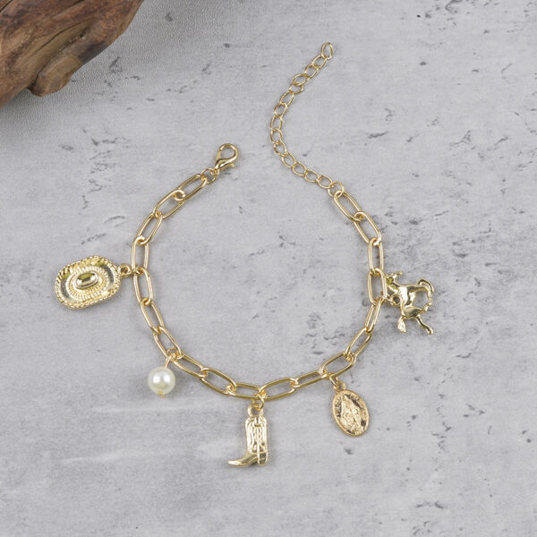 oly-e6b1b92a190c91573e9e6e181f86d6b3 Wholesale Trendy Western Cowboy Theme Necklace And Bracelet Set With Horse Boots Hat Pendants Zinc Alloy Jewelry For Gift And Everyday Wear