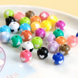 Wholesale Cute Two-Color Love Heart Acrylic Beads - DIY Jewelry Making Craft Supply, Vintage Style Fashion Accessory, Gift for Boutique Resale