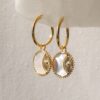 oly-e6eb5b454bd2e5f90b038c52e0255a97 Wholesale Sun Coin Earrings For Women Electroplating Copper Moon Pendant With Mother Of Pearl Trendy Jewelry Accessory Gift