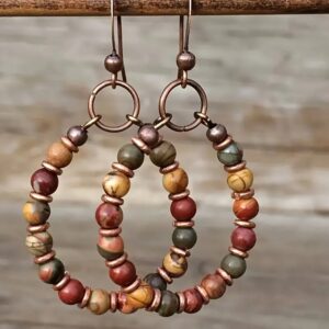 oly-e78b13c29d2441e3b8ce717ddf053883 Wholesale Natural Stone Bead Bohemian Drop Earrings Ethnic Style Jewelry Gift Boutique Resale