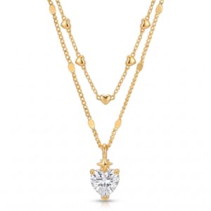 Love zirconium double layer necklace