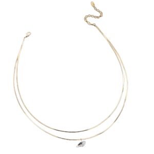 Golden 3D teardrop zircon double-layer necklace