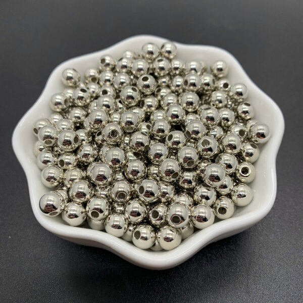 Wholesale Electroplated Plastic Spacer Beads Silver Round Loose Beads for DIY Bracelet Necklace Jewelry Making Accessory