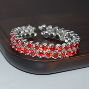 SL-1201 silver -2 rows of red diamonds