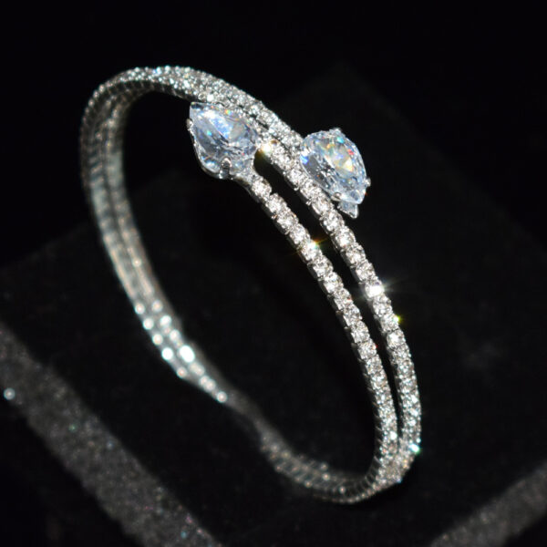 oly-e8be859210141a7fec7c238f8b2c285f Wholesale Love Theme Rhinestone Bangle Bracelet Silver Electroplated Open Cuff Jewelry Accessory For Everyday Wear