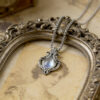 Wholesale Antique Silver Hollow Drop Pendant Necklace Retro Moonstone Style Trendy Jewelry Accessory For Boutique Resale
