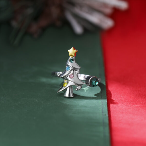 oly-e966c1e597b977481869a6e910970bde Wholesale Stylish Christmas Tree Adjustable Ring Silver Zinc Alloy Cute Party Jewelry Gift For Resale