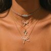 Wholesale Fashion Stainless Steel Woven Rope Necklace With Bow Cross Pendant Colorful Electroplated Jewelry Accessory