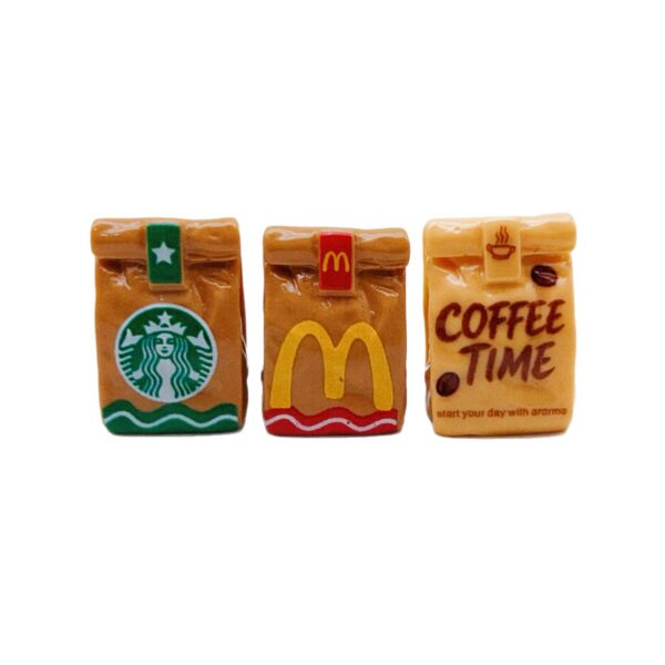 oly-e9a98371c41227d99bd8f2443c0bfc98 Wholesale Resin Coffee Takeout Bag Charms Fast Food Restaurant Theme DIY Jewelry Making Accessories for Crafters