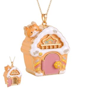 Orange Cat House Necklace