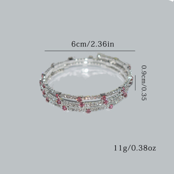 Wholesale Rhinestone Open Bangle Bracelet 3 Row Silver White Bling Cuff Stylish Women S Arm Wrap Trendy Gift And Boutique Resale Jewelry