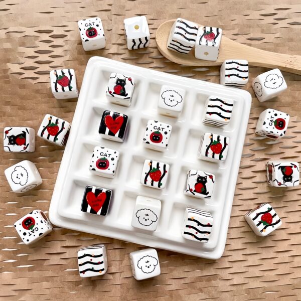 Wholesale Acrylic Square Loose Beads with Cute Cartoon Dog and Strawberry Cat Design for DIY Phone Charm Keychain Making