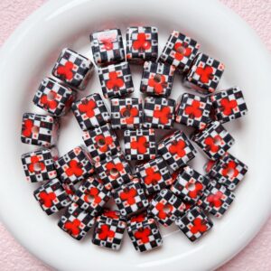 10-black plum blossom square / Size is about 14mm, hole diameter is about 3.5mm