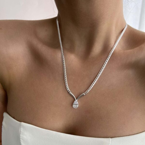 oly-ead7473d4282a99e66cd0cb861fb82e1 Wholesale Chic Layered Zircon Pendant Necklace Snake Bone ChainStainless Steel Diamond Inlay Tone Jewelry Gift