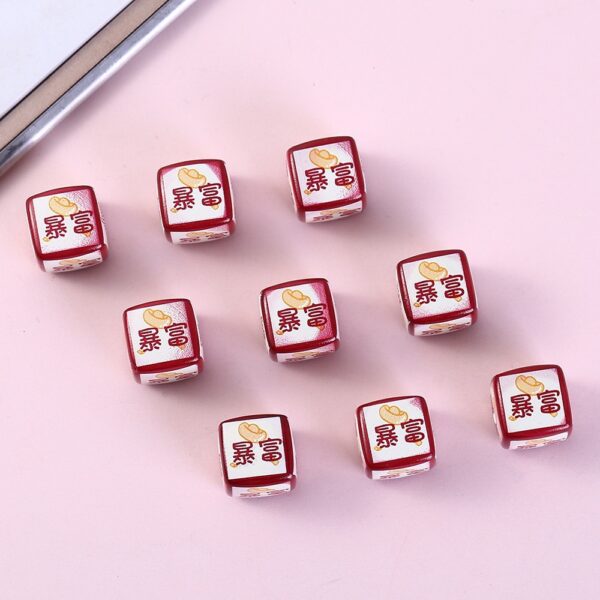 oly-eb54b2203f11407824e866248b28b9b2 Wholesale Acrylic Mahjong Cube Loose Beads DIY Get Rich Charm for Phone Keychain Jewelry Making