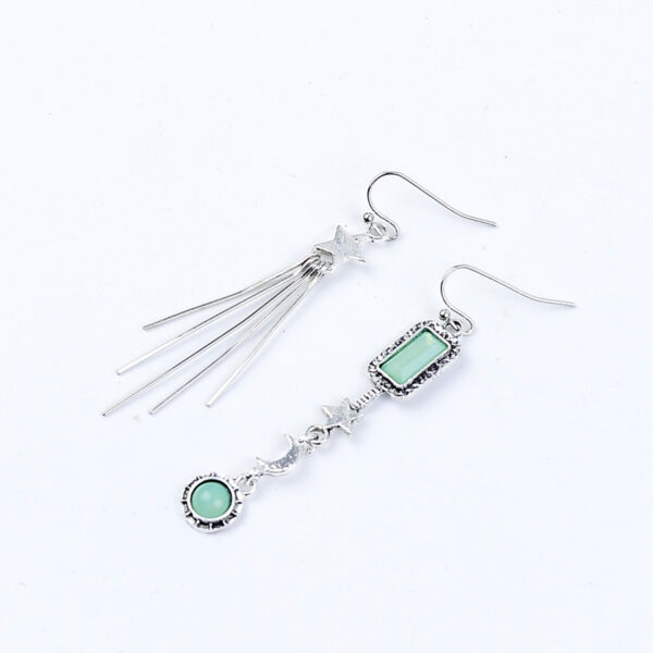 oly-eb5596f5692c4c426784988cdf3d7d89 Wholesale Retro Star Moon Gemstone Tassel Earrings Antique Silver Geometric Fashion Jewelry Accessory For Party Wear Boutique Resale