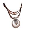 Wholesale Silver Alloy Wax Rope Ring Pendant Necklace For Men Retro Geometric Design Fashion Jewelry Accessory Boutique Resale Gift