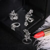 oly-eb8be0d2b5d9f80b3fd6ac15d5835712 Wholesale Retro Floral Vine Ring Set Antique Silver Hollow Out Design Fashion Jewelry Accessory For Everyday Wear