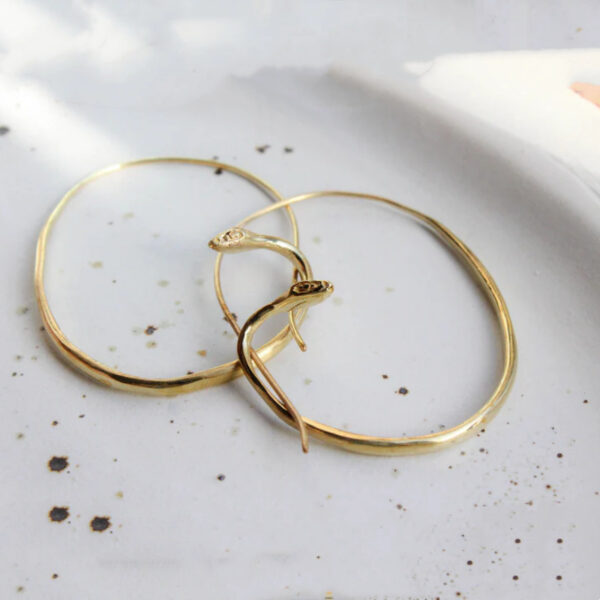 oly-ebf21a3f2502d1429a6411623476c21a Wholesale Trendy Snake Hoop Earrings Minimalist Bohemian Women Zinc Alloy Electroplating Jewelry Fashion Accessory For Resale Gift