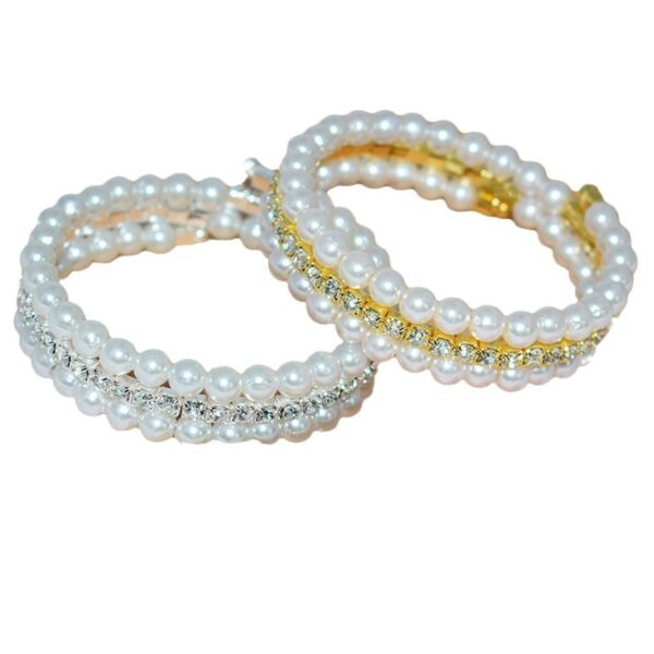 oly-ec01897f5fc66a40548a27d5860f8acd Wholesale Women Silver Tone Pearl Rhinestone Multi Layer Bracelet Bridal Wedding Party Jewelry Accessory