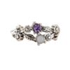 Wholesale Vintage Purple Flower Moonstone Ring For Women Stylish Silver Tone Zinc Alloy Jewelry Accessory Boutique Resale Gift
