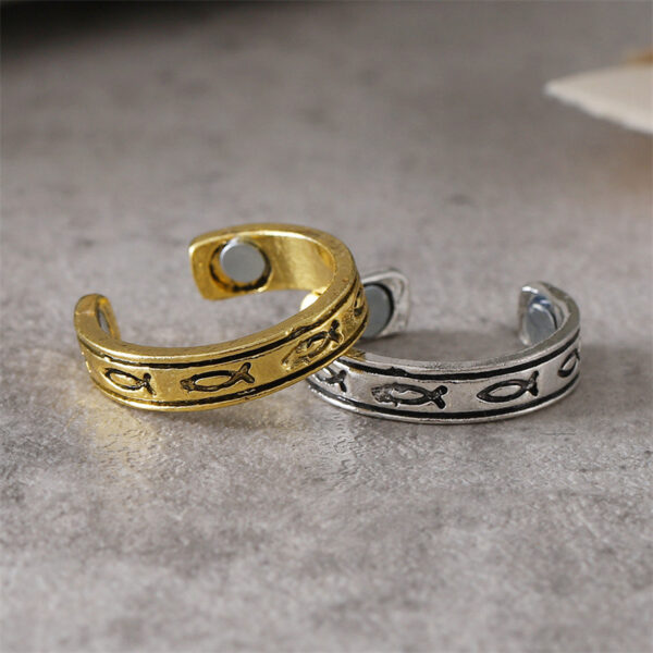 oly-ec3496120d3d5990c10f97a331b0e585 Wholesale Retro Fish Pattern Gold Tone Magnetic Ring Fashion Jewelry Accessory For Gift And Boutique Resale