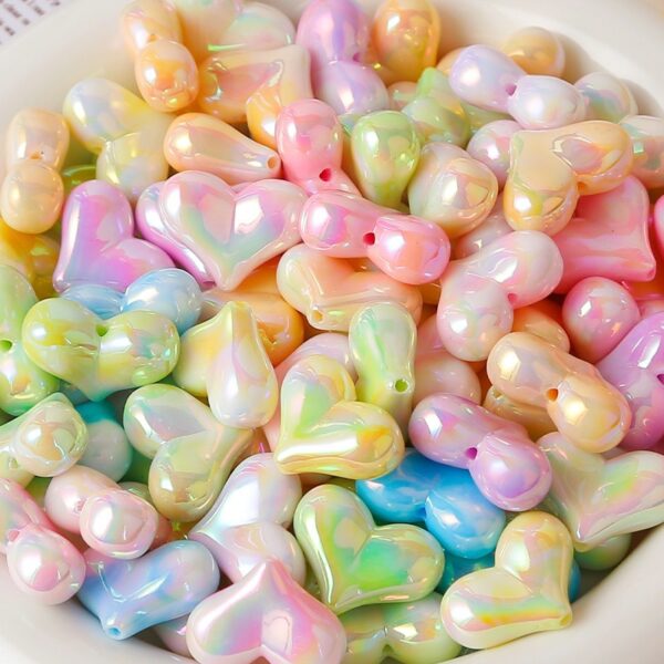 Wholesale Electroplated Cream Heart Acrylic Beads for DIY Phone Strap Car Hanging Bracelet Necklace Trendy Jewelry Accessory