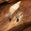 oly-ec570494ab50ee9b8d8a29ccb494b1d0 Wholesale Vintage Hollow Butterfly Flower Earrings For Women Black Teardrop Zircon Antique Finish Party Wear