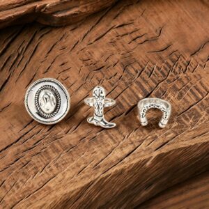 Silver Western Cowboy Style Alloy Ring Set (Set of 3)