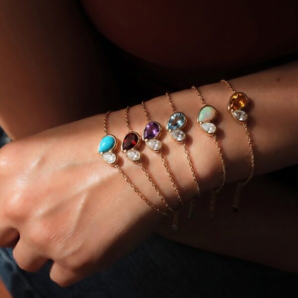 Wholesale Fashion Stainless Steel Electroplated December Birthstone Bracelet Water Drop Charm Jewelry Accessory For Boutique Resale