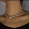 oly-ec9f16b91da6b8d66b6b4c7f978d32bc Wholesale Heart Zircon Crystal Jewelry Set Silver Tone Bridal Choker Necklace Bracelet Earrings Party Wear Gift For Boutique Resale