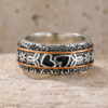 Wholesale Retro Boho Heart Wide Band Ring For Women Silver Electroplated Zinc Alloy Jewelry Accessory For Boutique Resale