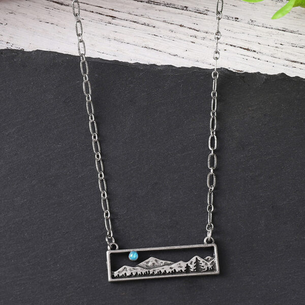 oly-ecf0036e9a691da1774521d4a14fcf4f Wholesale Zinc Alloy Ancient Silver Geometric Hollow Mountain Moonstone Design Necklace Retro Layering Jewelry Accessory For Boutique Resale