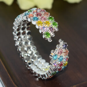 SL-1201 silver-3 rows of colored diamonds