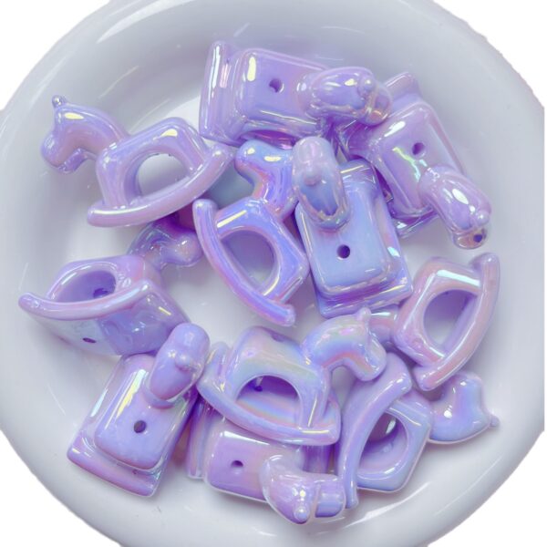 oly-edc8abc610d68ac6304c111940df24e7 Wholesale Acrylic Hand-Painted Trojan Horse Beads UV Plated Finish for DIY Phone Charms Keychains Jewelry Accessories
