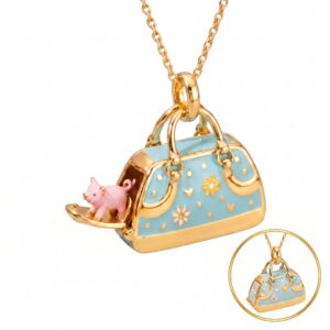 Pig green handbag necklace
