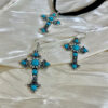 oly-ee4f1625f6c506b03a723b007cc9e694 Wholesale Retro Turquoise Cross Necklace Earrings Set Antique Silver Zinc Alloy Fashion Jewelry Accessory