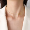 oly-ee5e6c51d30972ab521639db5214e9d6 Wholesale Titanium Steel Electroplated Bowknot Choker Necklace And Bracelet Set Stylish Jewelry Gift