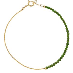 Green beaded half gold bracelet