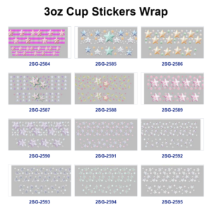 oly-eed8fd20e458a16af9624d8b5f6edff6 Wholesale 8pcs Plaid Star Pastel Star Print 3oz Cup Stickers Wrap OLY Exclusive