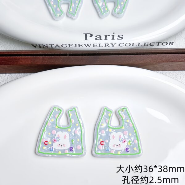 Wholesale Trendy Rabbit Flower Acrylic Shopping Bag Pendant DIY Phone Charm Keychain Craft Supply
