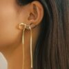 oly-ef1828c7b5544efff3e268ab7092077b Wholesale Trendy Bow Design Earrings Tone Titanium Steel Electroplated Fashion Accessory For Women Great For Party And Gift