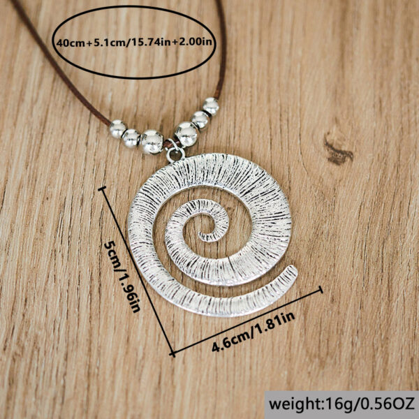 Wholesale Trendy Women S Leather Cord Necklace With Geometric Spiral Alloy Pendant Bohemian Retro Style