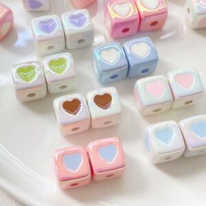 oly-ef6612c48994c65b267534a722ad1d66 Wholesale Black and White Square Love Acrylic Loose Beads for DIY Jewelry Making Fashion Accessory Gift