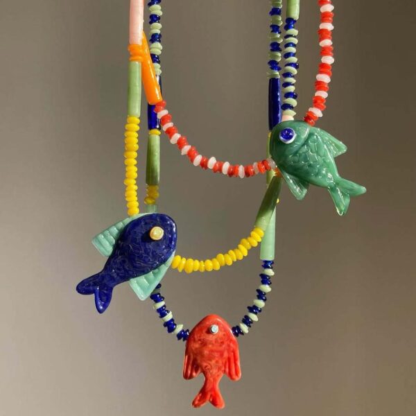 Wholesale Summer Ocean Glass Fish Pendant Necklace Fashion Jewelry For Women Gift